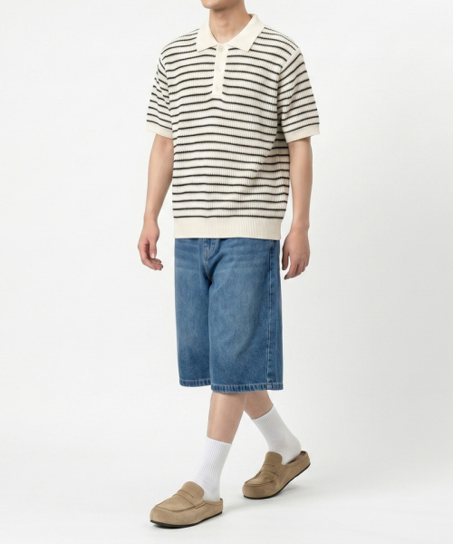 UNDEROFF（アンダーオフ）の「オーバーサイズストライプカラーニットアイボリー（ニット/セーター・メンズ・アイボリー・LARGE/X-LARGE/MEDIUM）」の3枚目の写真