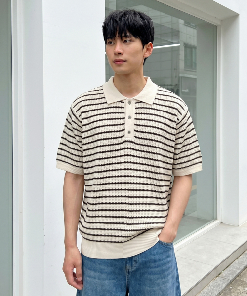 UNDEROFF（アンダーオフ）の「オーバーサイズストライプカラーニットアイボリー（ニット/セーター・メンズ・アイボリー・LARGE/X-LARGE/MEDIUM）」の4枚目の写真