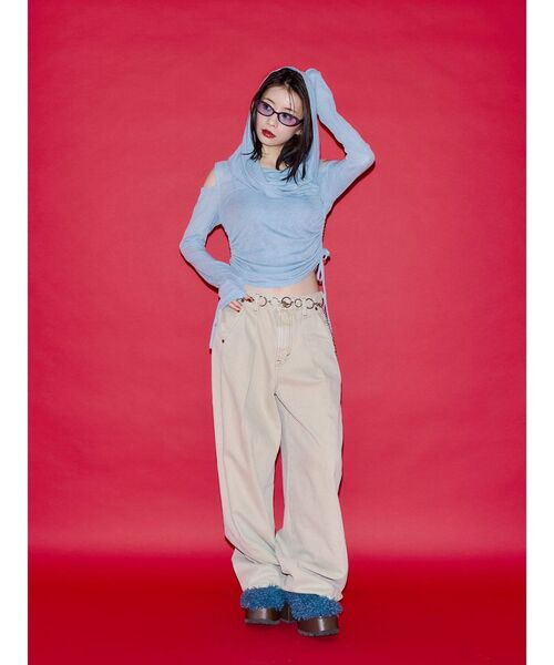 jouetie(ジュエティ)の「【SOMETHING×PosTokyo】Tuck Buggy(デニムパンツ・レディース・ベージュ/ブラック・SMALL/MEDIUM)」の6枚目の写真