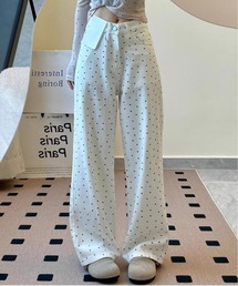 小花柄ワイドストレートパンツ