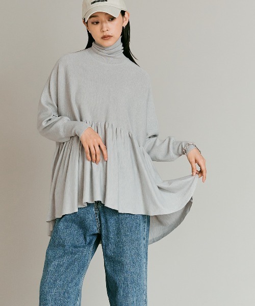 W:Huku(フーク)の「【W:Huku / ウールミックスライトニット】ペプラム トップス / Wool-Blend Lightweight Knit Peplum Top(ニット/セーター・レディース・ブラウン/チャコール/ライトグレー/ブラック・FREE)」の13枚目の写真