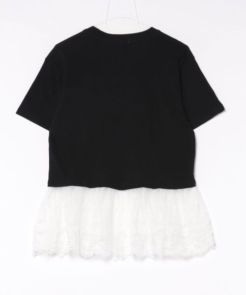 ammy.(エイミードット)の「【 ammy. / エイミードット 】 レースペプラム ドッキング Tシャツ(Tシャツ/カットソー・レディース・ブラック/ホワイト・FREE)」の6枚目の写真