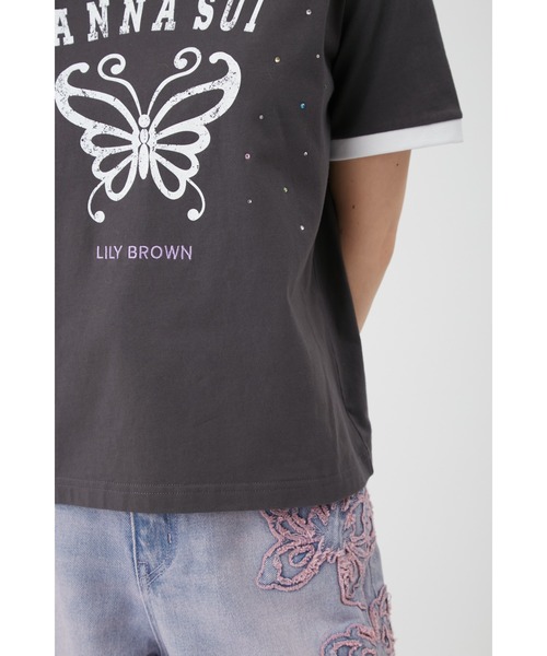 ANNA SUI(アナスイ)の「【LILY BROWN×ANNA SUI】バタフライリンガーストーンTシャツ(Tシャツ/カットソー・レディース・ホワイト/ミント/チャコール・FREE)」の6枚目の写真