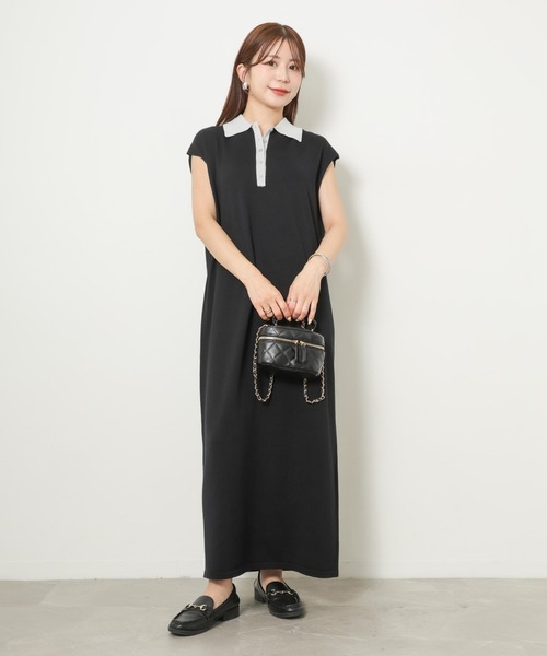 Riberry(リベリー)の「配色フレンチスリーブサマーニットワンピース(ワンピース・レディース・ネイビー/ブラウン/ブラック・FREE)」の14枚目の写真