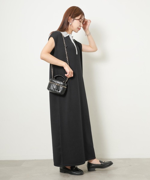 Riberry(リベリー)の「配色フレンチスリーブサマーニットワンピース(ワンピース・レディース・ネイビー/ブラウン/ブラック・FREE)」の18枚目の写真