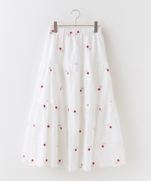 Chick | Floral Embroidery Lace Scallop Long Flare Tiered Skirt / 花刺繍 レース スカラップ ロング フレア ティアード スカート 小花柄 レディース 2026年 夏 夏服(スカート)