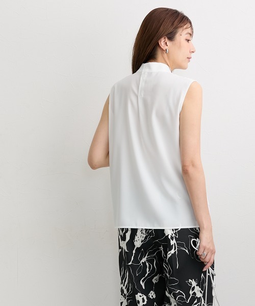 slattgir(スラットジール)の「高身長 タイデザインノースリーブブラウス(トールサイズ)(シャツ/ブラウス・レディース・ネイビー/オフホワイト・TL/TM/T5L/T4L/T3L/TLL)」の6枚目の写真