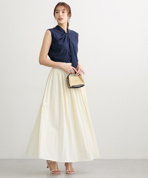 slattgir(スラットジール)の「高身長 タイデザインノースリーブブラウス(トールサイズ)(シャツ/ブラウス・レディース・ネイビー/オフホワイト・TL/TM/T5L/T4L/T3L/TLL)」の19枚目の写真