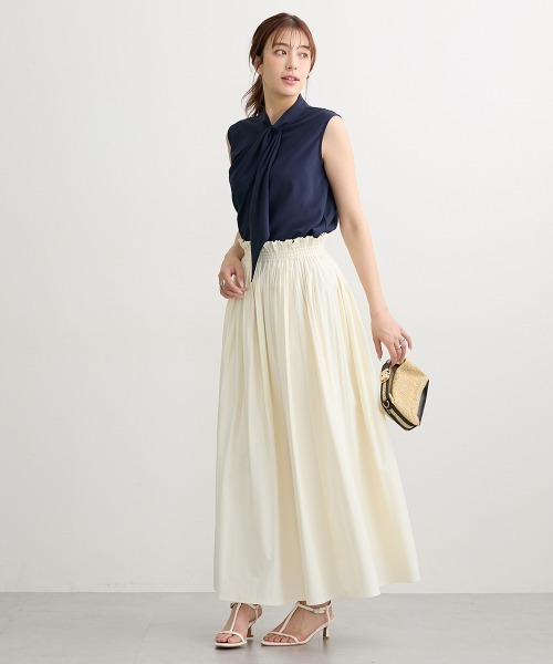 slattgir(スラットジール)の「高身長 タイデザインノースリーブブラウス(トールサイズ)(シャツ/ブラウス・レディース・ネイビー/オフホワイト・TL/TM/T5L/T4L/T3L/TLL)」の20枚目の写真