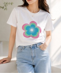 【シルエット選べる2サイズ】ニュアンスフラワーTシャツ