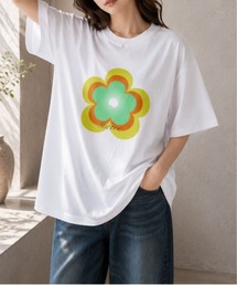 【シルエット選べる2サイズ】ニュアンスフラワーTシャツ