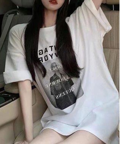 NEW GENTLEMAN（ニュージェントルマン）の「ミランダ フォトプリント オーバーサイズT（Tシャツ/カットソー・レディース・ホワイト/モカ/ブラック・XL/L/M）」の4枚目の写真
