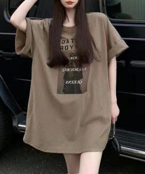 NEW GENTLEMAN（ニュージェントルマン）の「ミランダ フォトプリント オーバーサイズT（Tシャツ/カットソー・レディース・ホワイト/モカ/ブラック・XL/L/M）」の9枚目の写真