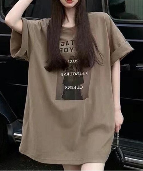 NEW GENTLEMAN（ニュージェントルマン）の「ミランダ フォトプリント オーバーサイズT（Tシャツ/カットソー・レディース・ホワイト/モカ/ブラック・XL/L/M）」の10枚目の写真