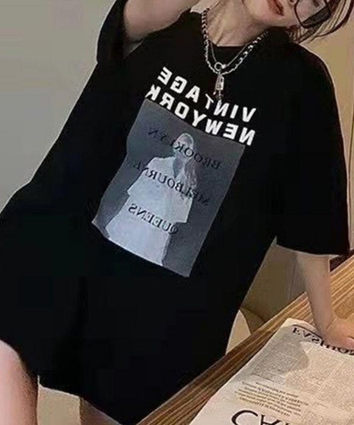 NEW GENTLEMAN（ニュージェントルマン）の「ミランダ フォトプリント オーバーサイズT（Tシャツ/カットソー・レディース・ホワイト/モカ/ブラック・XL/L/M）」の7枚目の写真