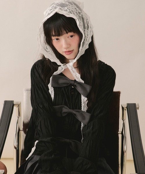 loin nuit(ロワンニュイ)の「big ribbon long sleeve tops / ビッグリボンロングスリーブトップス(Tシャツ/カットソー・レディース・ホワイト/ブラック/ブラウン・FREE)」の17枚目の写真