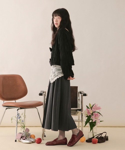 loin nuit(ロワンニュイ)の「big ribbon long sleeve tops / ビッグリボンロングスリーブトップス(Tシャツ/カットソー・レディース・ホワイト/ブラック/ブラウン・FREE)」の10枚目の写真