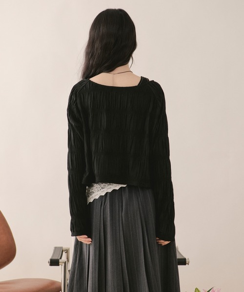 loin nuit(ロワンニュイ)の「big ribbon long sleeve tops / ビッグリボンロングスリーブトップス(Tシャツ/カットソー・レディース・ホワイト/ブラック/ブラウン・FREE)」の14枚目の写真