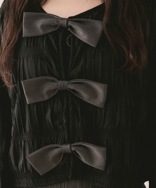 loin nuit(ロワンニュイ)の「big ribbon long sleeve tops / ビッグリボンロングスリーブトップス(Tシャツ/カットソー・レディース・ホワイト/ブラック/ブラウン・FREE)」の18枚目の写真