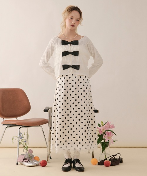 loin nuit(ロワンニュイ)の「big ribbon long sleeve tops / ビッグリボンロングスリーブトップス(Tシャツ/カットソー・レディース・ホワイト/ブラック/ブラウン・FREE)」の20枚目の写真