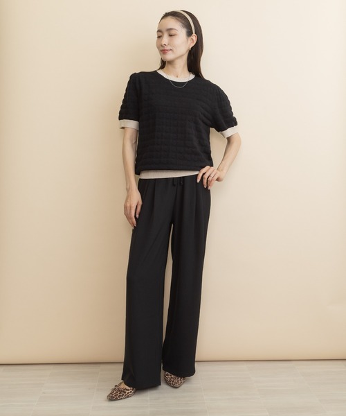 lodie（ロディ）の「ハートジャガード バイカラー半袖ニット（ニット/セーター・レディース・ブラウン/ブラック・FREE）」の13枚目の写真