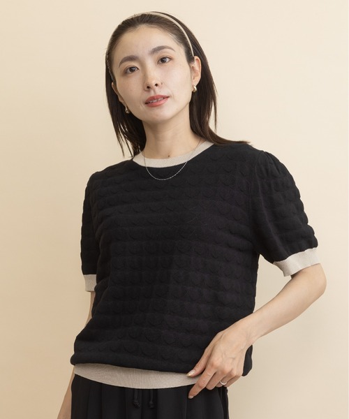 lodie（ロディ）の「ハートジャガード バイカラー半袖ニット（ニット/セーター・レディース・ブラウン/ブラック・FREE）」の15枚目の写真