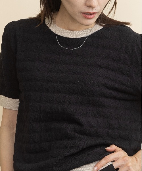lodie（ロディ）の「ハートジャガード バイカラー半袖ニット（ニット/セーター・レディース・ブラウン/ブラック・FREE）」の16枚目の写真