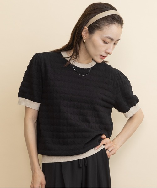 lodie（ロディ）の「ハートジャガード バイカラー半袖ニット（ニット/セーター・レディース・ブラウン/ブラック・FREE）」の17枚目の写真