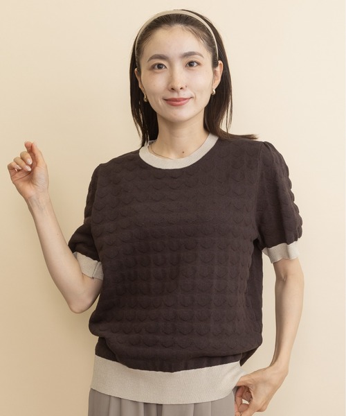 lodie（ロディ）の「ハートジャガード バイカラー半袖ニット（ニット/セーター・レディース・ブラウン/ブラック・FREE）」の18枚目の写真