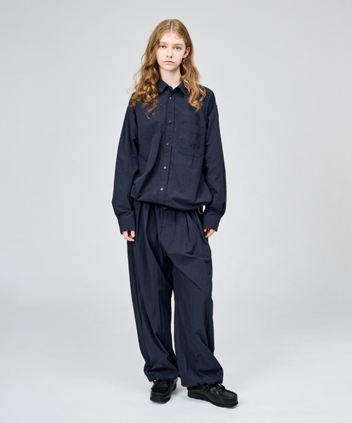 WETTEMPT（ウィテンプト）の「NYLON BICOLOR DRAWSTRING L/S SHIRT / ナイロンバイカラードローコードL/Sシャツ（シャツ/ブラウス・メンズ・グレー/ネイビー/ブラック・MEDIUM/SMALL/LARGE）」の12枚目の写真