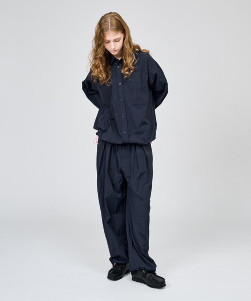 WETTEMPT（ウィテンプト）の「NYLON BICOLOR DRAWSTRING L/S SHIRT / ナイロンバイカラードローコードL/Sシャツ（シャツ/ブラウス・メンズ・グレー/ネイビー/ブラック・MEDIUM/SMALL/LARGE）」の16枚目の写真