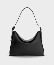CHARLES & KEITH | 【本革】ラージ レザー トップフラップ ホーボーバッグ(ショルダーバッグ)