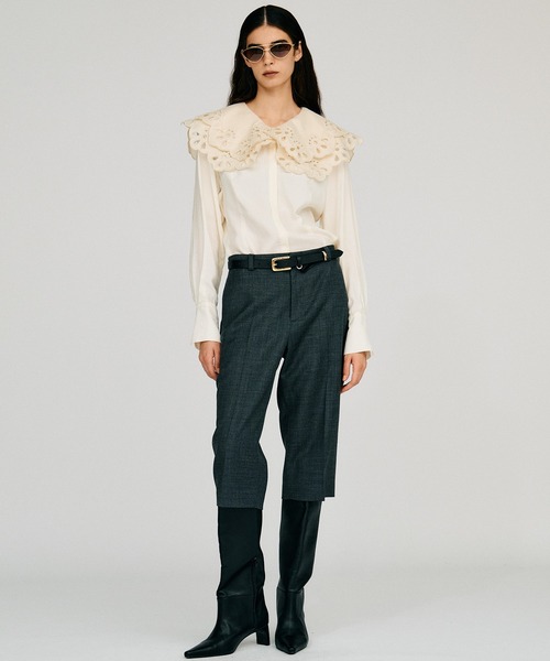 PRANK PROJECT（プランクプロジェクト）の「【2026Autumn Pre-Order】エンブロイダリースカラップカラーブラウス / Embroidery Scallop Collar Blouse（シャツ/ブラウス・レディース・ブラック/ホワイト・FREE）」の9枚目の写真