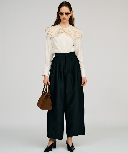 PRANK PROJECT（プランクプロジェクト）の「【2026Autumn Pre-Order】エンブロイダリースカラップカラーブラウス / Embroidery Scallop Collar Blouse（シャツ/ブラウス・レディース・ブラック/ホワイト・FREE）」の10枚目の写真
