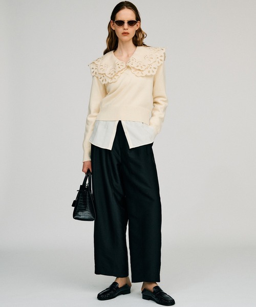 PRANK PROJECT（プランクプロジェクト）の「【2026Autumn Pre-Order】エンブロイダリースカラップカラーブラウス / Embroidery Scallop Collar Blouse（シャツ/ブラウス・レディース・ブラック/ホワイト・FREE）」の11枚目の写真
