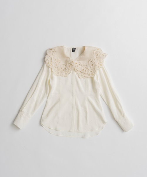 PRANK PROJECT（プランクプロジェクト）の「【2026Autumn Pre-Order】エンブロイダリースカラップカラーブラウス / Embroidery Scallop Collar Blouse（シャツ/ブラウス・レディース・ブラック/ホワイト・FREE）」の16枚目の写真