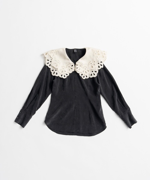 PRANK PROJECT（プランクプロジェクト）の「【2026Autumn Pre-Order】エンブロイダリースカラップカラーブラウス / Embroidery Scallop Collar Blouse（シャツ/ブラウス・レディース・ブラック/ホワイト・FREE）」の17枚目の写真