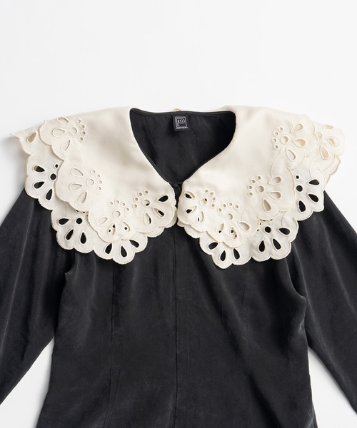 PRANK PROJECT（プランクプロジェクト）の「【2026Autumn Pre-Order】エンブロイダリースカラップカラーブラウス / Embroidery Scallop Collar Blouse（シャツ/ブラウス・レディース・ブラック/ホワイト・FREE）」の18枚目の写真