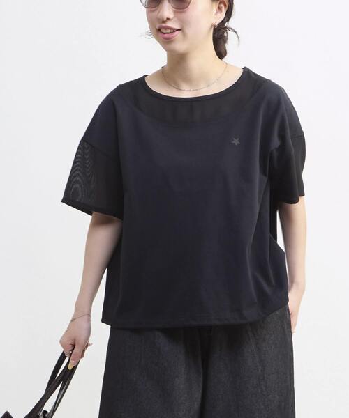 CONVERSE TOKYO(コンバーストウキョウ)の「MESH DOCKING TOPS(Tシャツ/カットソー・レディース・ホワイト/ブラック/グレー・FREE)」の2枚目の写真