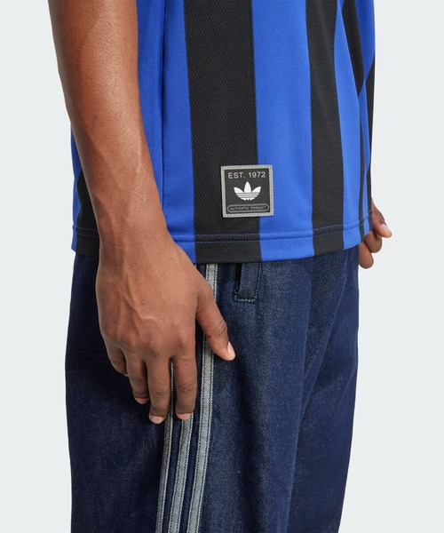 adidas(アディダス)の「ジャカード・ストライプ・ジャージー JCQUARD JERSEY / アディダスオリジナルス adidas Originals(Tシャツ/カットソー・メンズ・ブルー系その他・SMALL/MEDIUM/LARGE/X-LARGE/XX-LARGE/X-SMALL/3XL)」の4枚目の写真