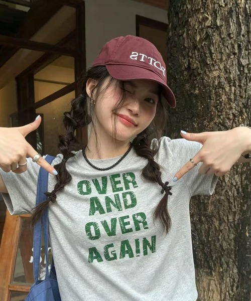 SHEPP(シープ)の「クラックロゴプリント 半袖クルーネックTシャツ(Tシャツ/カットソー・レディース・グレー/ホワイト・L/M)」の10枚目の写真