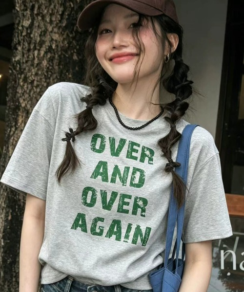 SHEPP(シープ)の「クラックロゴプリント 半袖クルーネックTシャツ(Tシャツ/カットソー・レディース・グレー/ホワイト・L/M)」の11枚目の写真