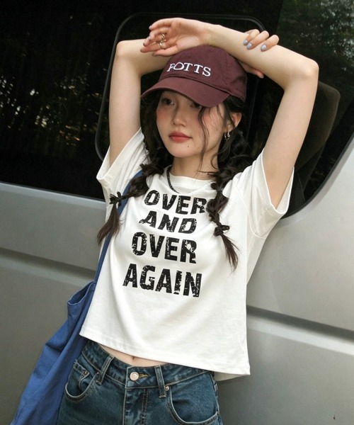SHEPP(シープ)の「クラックロゴプリント 半袖クルーネックTシャツ(Tシャツ/カットソー・レディース・グレー/ホワイト・L/M)」の5枚目の写真