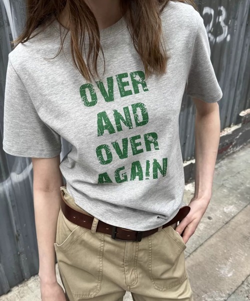 SHEPP(シープ)の「クラックロゴプリント 半袖クルーネックTシャツ(Tシャツ/カットソー・レディース・グレー/ホワイト・L/M)」の8枚目の写真