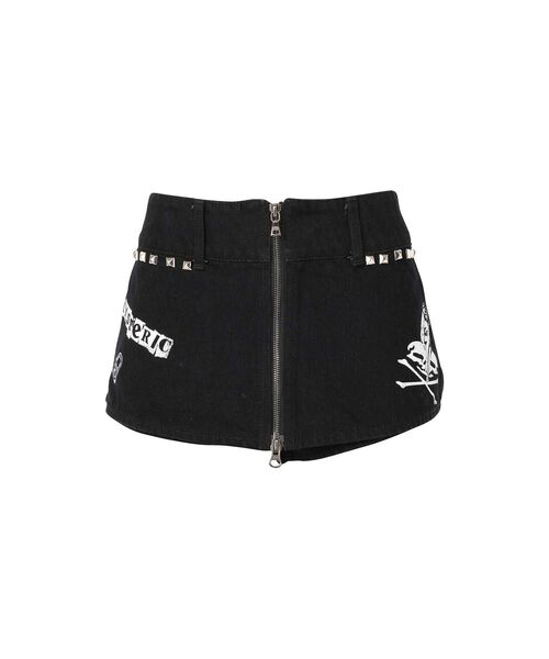 HYSTERIC GLAMOUR(ヒステリックグラマー)の「LOGO&PADLOCK デニムショートパンツ(デニムパンツ・レディース・ブラック・MEDIUM/SMALL/X-SMALL)」の1枚目の写真