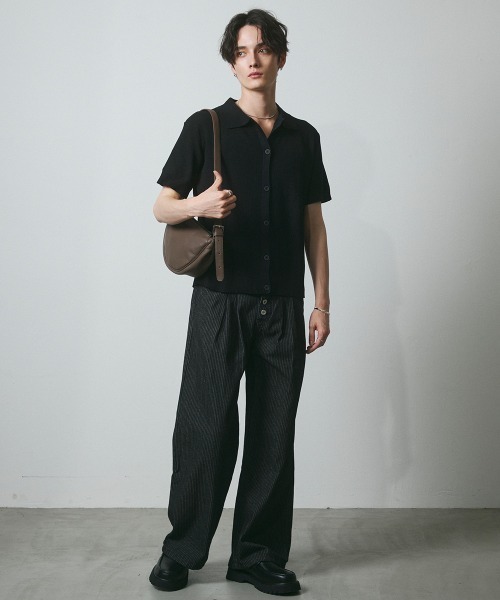 DAZE(デイズ)の「サーマル編み ニットポロシャツ(Tシャツ/カットソー・メンズ・グレー/ブラック/チャコールグレー・SMALL/MEDIUM/LARGE)」の7枚目の写真
