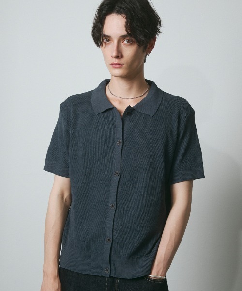 DAZE(デイズ)の「サーマル編み ニットポロシャツ(Tシャツ/カットソー・メンズ・グレー/ブラック/チャコールグレー・SMALL/MEDIUM/LARGE)」の12枚目の写真