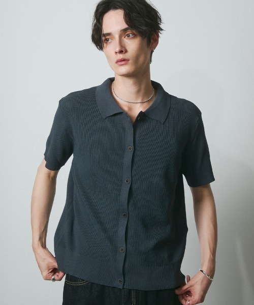 DAZE(デイズ)の「サーマル編み ニットポロシャツ(Tシャツ/カットソー・メンズ・グレー/ブラック/チャコールグレー・SMALL/MEDIUM/LARGE)」の15枚目の写真