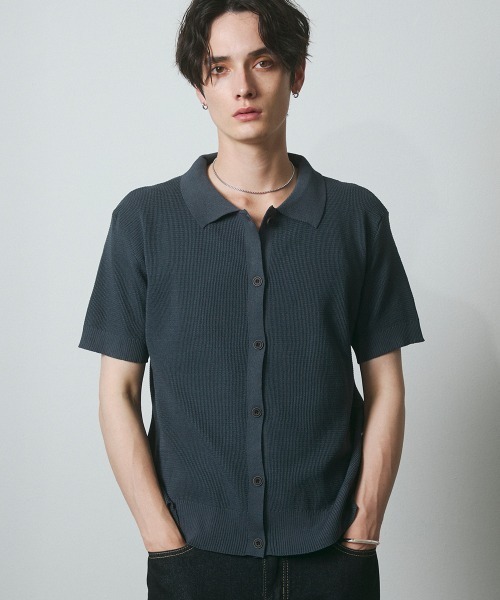 DAZE(デイズ)の「サーマル編み ニットポロシャツ(Tシャツ/カットソー・メンズ・グレー/ブラック/チャコールグレー・SMALL/MEDIUM/LARGE)」の16枚目の写真