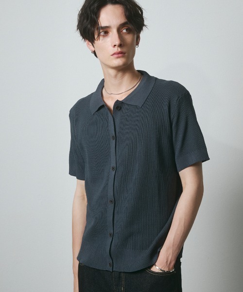 DAZE(デイズ)の「サーマル編み ニットポロシャツ(Tシャツ/カットソー・メンズ・グレー/ブラック/チャコールグレー・SMALL/MEDIUM/LARGE)」の18枚目の写真